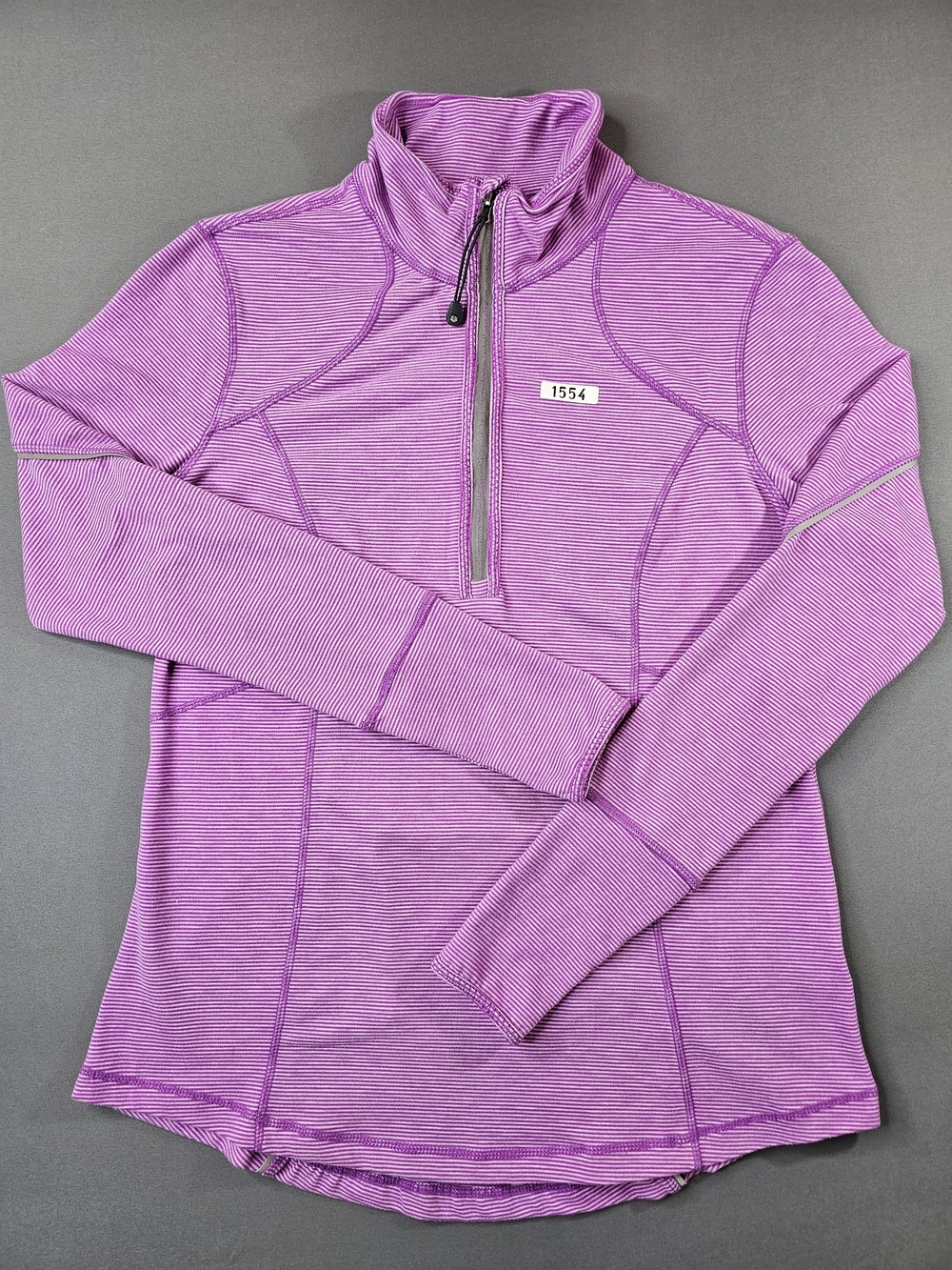 Tangerine Women's 1/4 Zip Striped Athletic Pullover Long Sleeve Purple Size M
